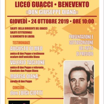 Benevento. Il 24 ottobre inaugurazione presidio di Libera all’Istituto Guacci con Don Luigi Ciotti