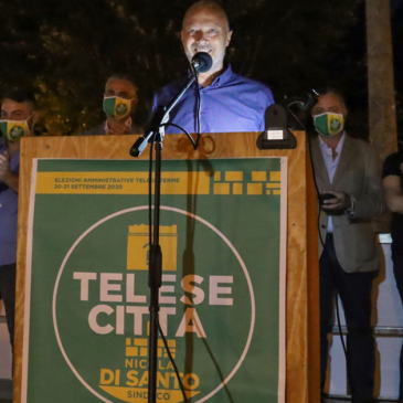 L’intervento del candidato sindaco Nicola Di Santo al comizio di presentazione della lista “Telese Città”