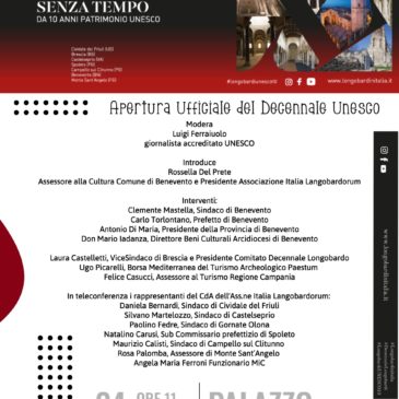 Benevento, dieci anni di UNESCO: le celebrazioni del sito “I Longobardi in Italia”