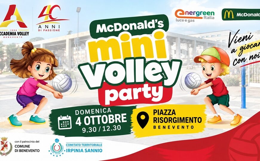Benevento, a Piazza Risorgimento torna la festa della pallavolo con il Minivolley Party